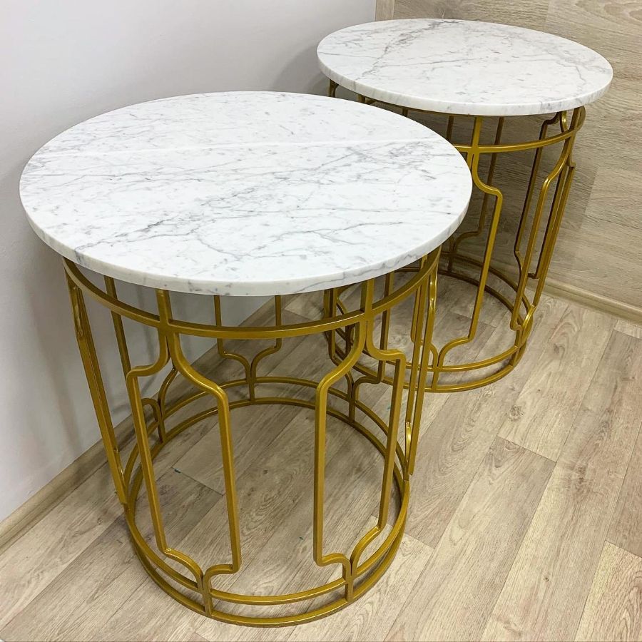 журнальный столик из мрамора Bianco Carrara