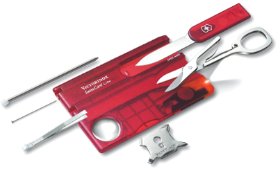 Швейцарская карточка VICTORINOX SwissCard Lite, 13 функций, полупрозрачная красная 0.7300.T