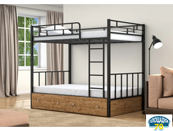 Двухъярусная кровать Валенсия 120 Черный ящики дуб крафт табак