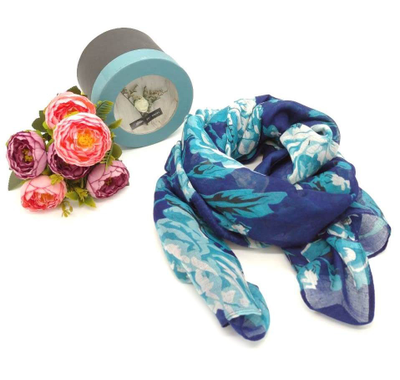 Шарф "Розы" женский Zaro в подарочной коробочке, 100% хлопок, 175х80см  (9 расцветок)