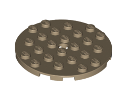 Plate, Round 6 x 6 with Hole, Dark Tan (11213 / 6166127)
