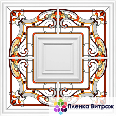 Пленка самоклеющаяся на потолок , витражная пленка, пленочный витраж с тиле арт нуво