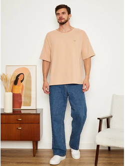 МУЖСКАЯ ФУТБОЛКА БЕЖЕВАЯ  "ВОЗДУШНАЯ"