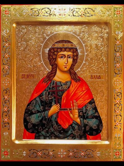 Алла Готфская, святая мученица. Рукописная икона.