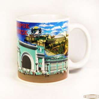 Кружка керамическая «ЖД вокзал, Театр оперы и балета» коллаж Новосибирск