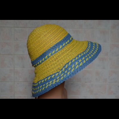 Женская широкополая шляпа Vizio Италия 5710 FF3 желтая с синим
