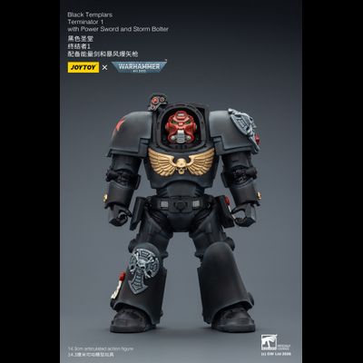 Терминатор Черных Храмовников (Warhammer 40K) - КОЛЛЕКЦИОННАЯ ФИГУРКА 1/18 Black Templars Terminator with Power Sword and Storm Bolter (JT03097) - JOYTOY