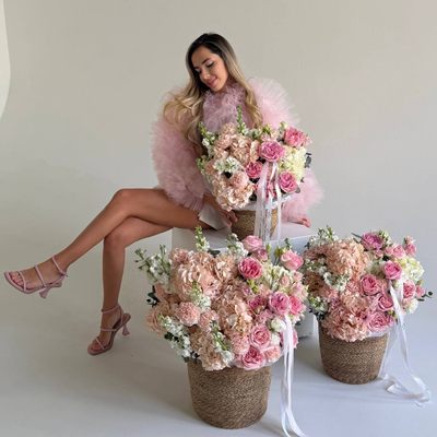 СЕТ ПЛЕТЕНЫХ КОРЗИН С ЦВЕТАМИ