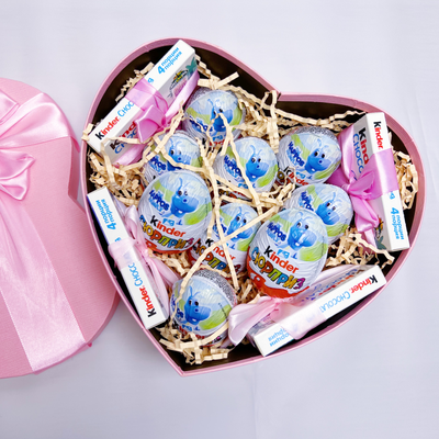 Подарочная коробка большое сердце розовое