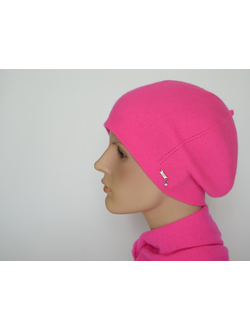 Берет женский кашемир ярко - розовый Vizio Италия 1108