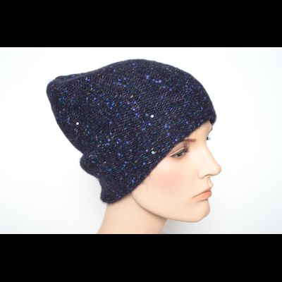 Синяя меланжевая шапка с пайетками Vizio Италия 6926 CL