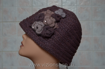 Женская зимняя шляпа vizio 5394 брусничного цвета