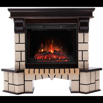 Угловой электрокамин Stone AO с очагом Sparta 25.5 LED