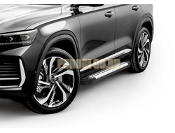 Порог-площадка "Bmw-Style V2" D180AL + комплект крепежа, RIVAL, Geely Monjaro 2023-