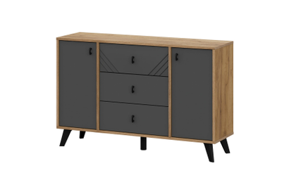 Байкал Комод 3 ящика двухстворчатый Дуб Золотой/Графит