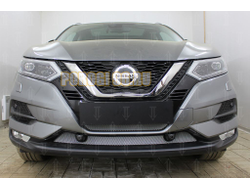 Защита радиатора Nissan Qashqai 2019- chrome низ с парктроником (2 части)