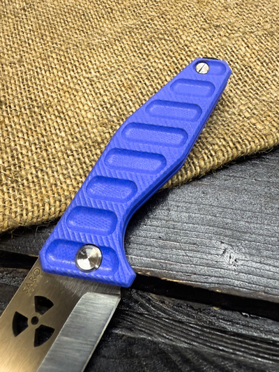 Фрикционный складной нож Атом-1 сталь AUS10, рукоять G10 синий