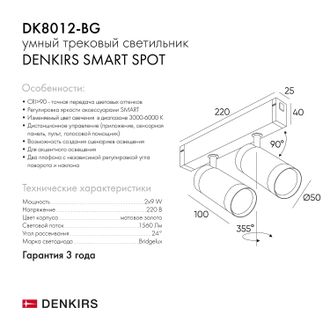 Светильник трековый Denkirs Smart DK8012-BG (Золотой)