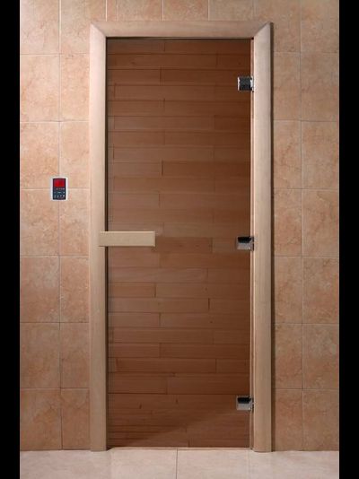 Дверь стеклянная Теплый день (стекло Бронза 8мм 3 петли) 1700*700