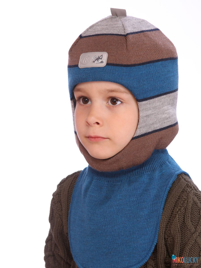 Шапка-шлем 21101-02, цвет синий, коричневый р. 48-50