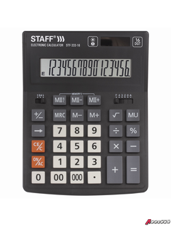 Калькулятор настольный STAFF PLUS STF-333 (200×154 мм), 16 разрядов, двойное питание. 250417