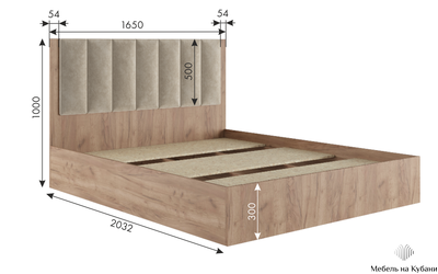 Ева кровать Крафт табачный/Кашемир (с основанием)