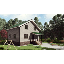 Двухэтажный каркасный дом с четырьмя спальнями 147м² (SK21)