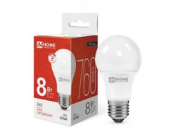 Лампа светодиодная ASD/inHome VC ЛОН A60 E27 8W(720lm) 4000К 4K 110х60 (без пульсации) 4028