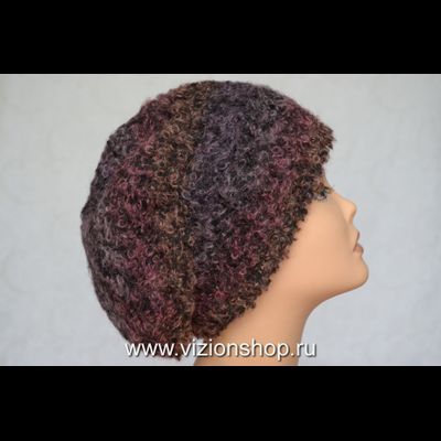 Модный женский берет зима 2020 вязаный Vizio Италия 6480 бордовый
