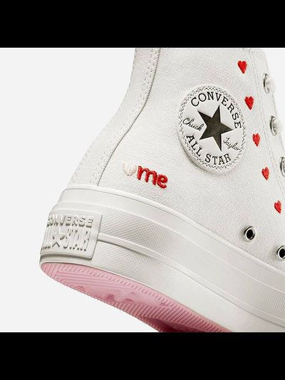 Converse All Star Lift Valentines Day белые высокие с сердечками