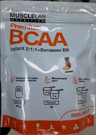 musclelab nutrition premium bcaa 350гр. ананас