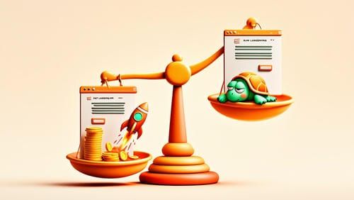 Сравнение скорости загрузки: быстрый и медленный лендинг