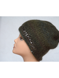 Зеленая шапка женская Vizio Италия 5872 С с украшениями фото