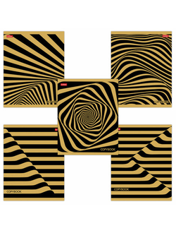 Тетрадь А5 48 л. HATBER скоба, клетка, фольга, "Золотая иллюзия" (5 видов в спайке), 48Т5фВ1
