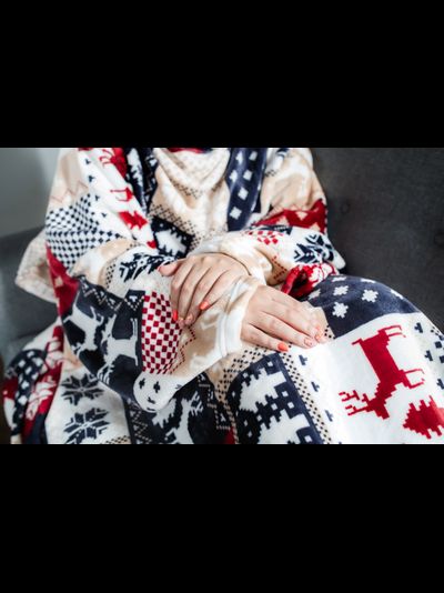 Зимние узоры и Грелка шарф Бежевая