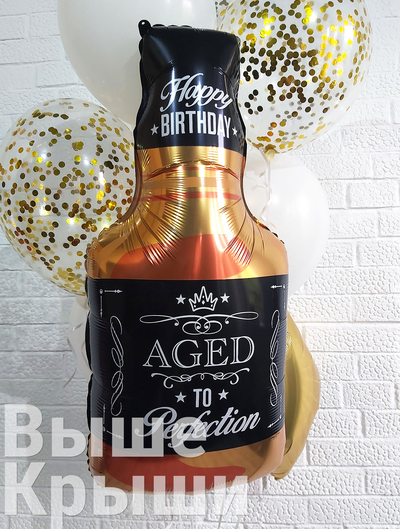 Воздушный шар в виде бутылки виски из сета "Виски именной"