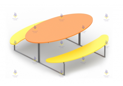 1512 Стол со скамьями «Луна»