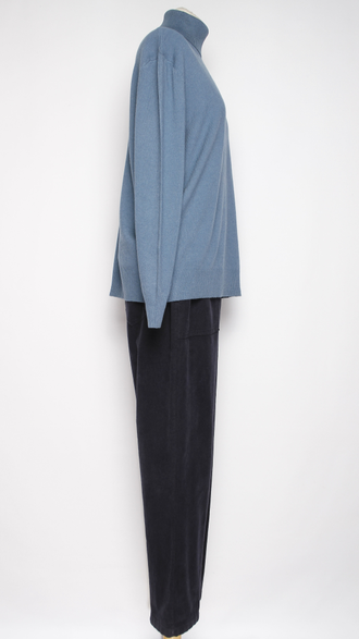 Брюки вельветовые "ПУГОВИЦЫ СПЕРЕДИ" синие  до р.52