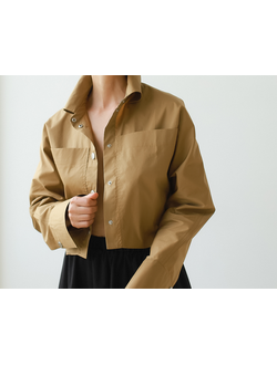 Рубашка укороченная из плотного итальянского хлопка на кнопках