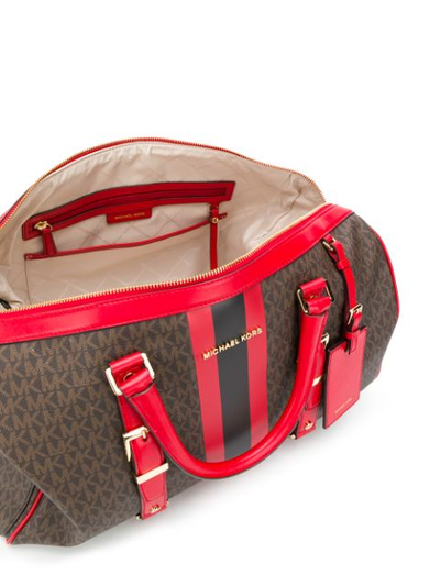 Дорожная сумка Michael Kors с принтом коричнево-розовая