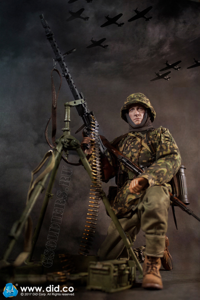 Немецкий солдат - Коллекционная фигурка 1/6 - 3rd SS-Panzer-Division MG34 Gunner Ver. C "Curtis" (D80127) - DID