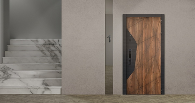 Стальная дверь   Берилл с зеркалом (биометрический замок Y23). Заказная модель.