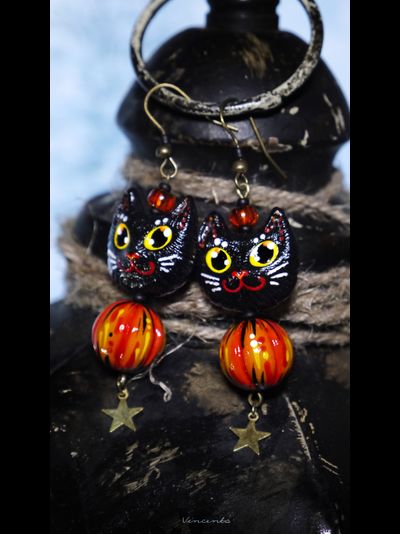 "Советники звёзд", серьги-талисманы с желтоглазыми котиками