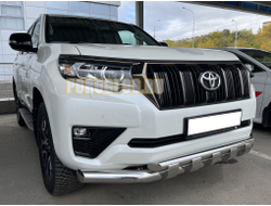Защита переднего бампера двойная с перемычками d76/60 для Toyota Land Cruiser Prado 150 (2017-)
