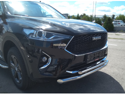 Защита переднего бампера двойная d60/42 для Haval F7 (2019-2022)