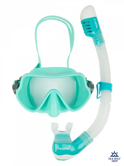 Маска для дайвинга с трубкой Sargan "БАТТЕРФЛЯЙ-М" бирюз. силикон