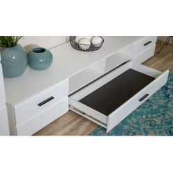 НЭНСИ New Тумба ТВ 2дв.+1ящ. (2000*350*520мм), Белый глянец хол/белый