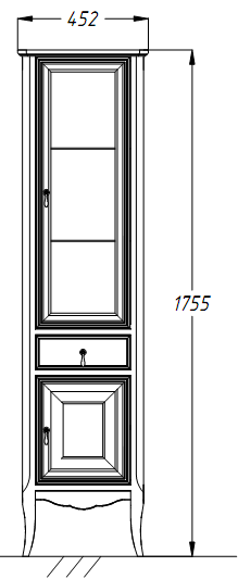ПЕНАЛ ЛОРЕНЦО 45 СВЕТЛЫЙ ОРЕХ (ПЕТЛИ СПРАВА) (АКЦИЯ)