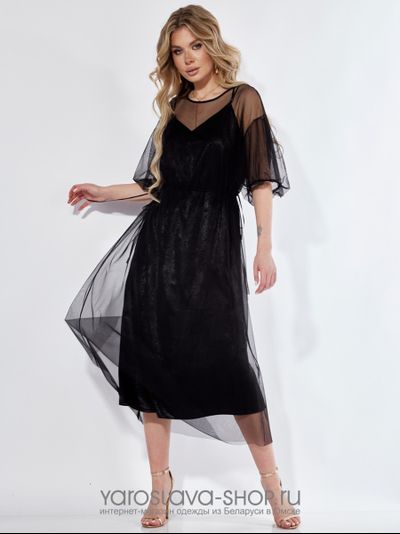 Женский нарядный комплект: платье и комбинация