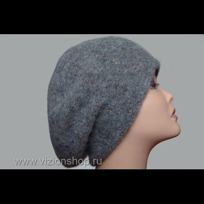 Стильный комплект берет и шарф зима 2019 с цветами Vizio Италия 6106 антрацит